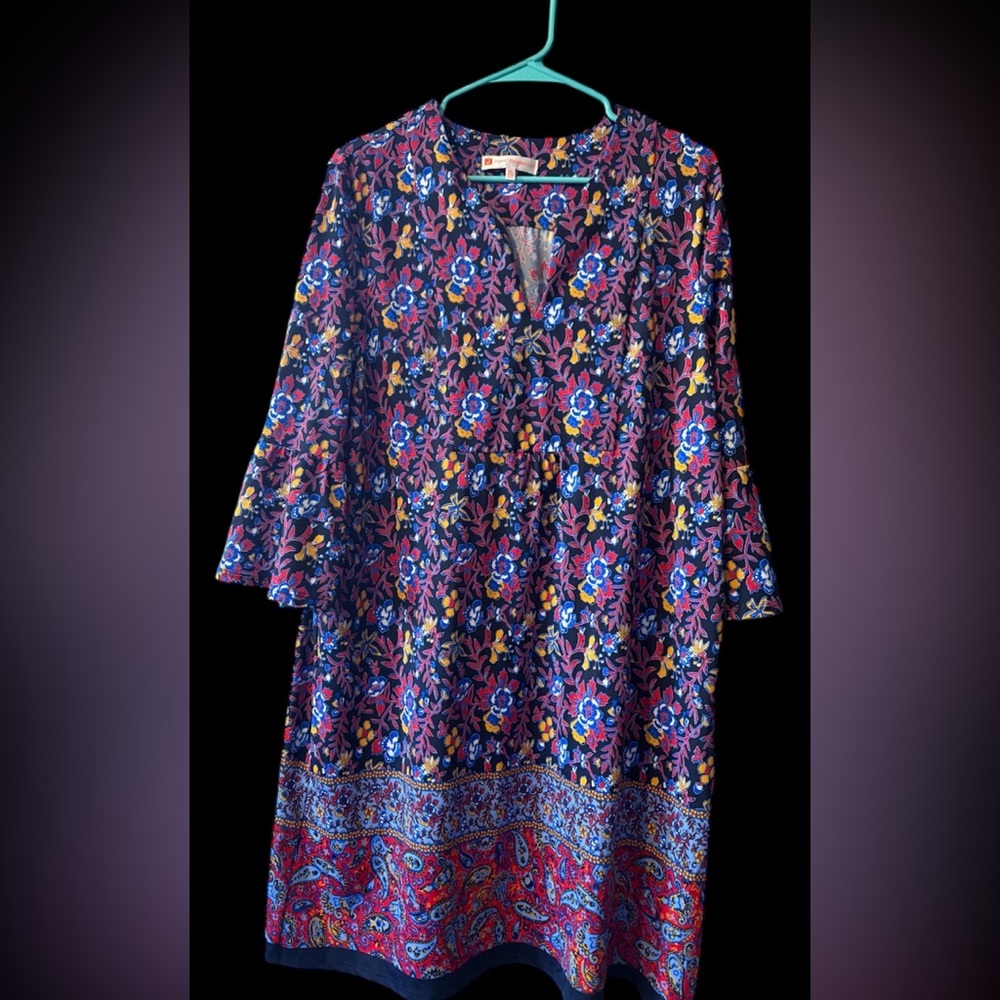 Jude Connally Navy Floral Paisley Tunic Dress XL